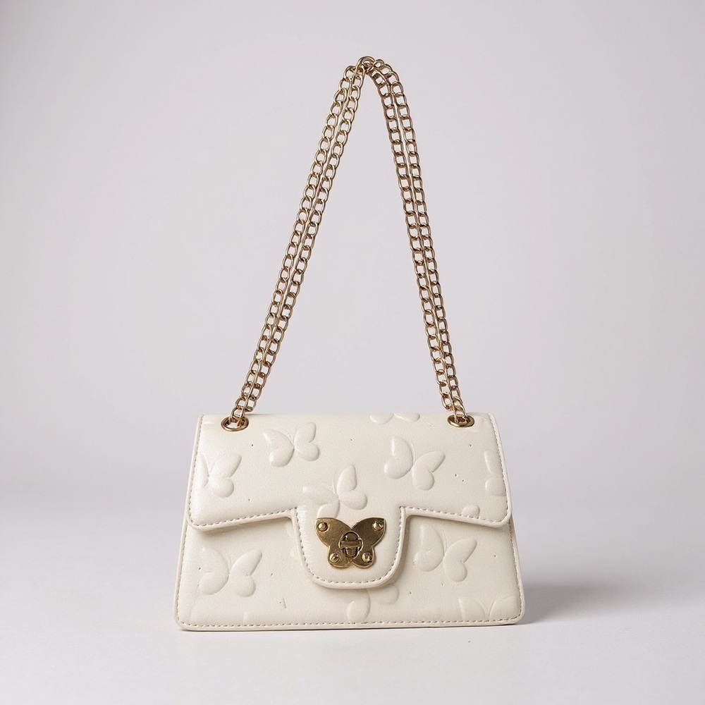 LOVEDREAM Ivory Jelly Flap Bag Butterflies Double Chains Mini Crossbody R $55 - Picture 2 of 16